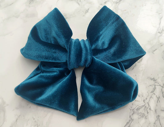 Blue Velvet Dog bow - dog bow